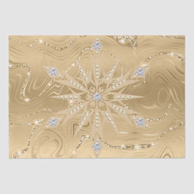 Papier Mousseline Parties scintillant Or de luxe Snowflake Diamond (Recto)