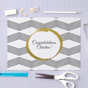 Papier Mousseline Parties scintillant or noir blanc Chevron Zig Zag