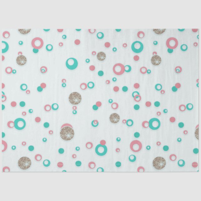 Papier Mousseline Parties scintillant rétro Rouge Vert or Pois Noël (Recto)