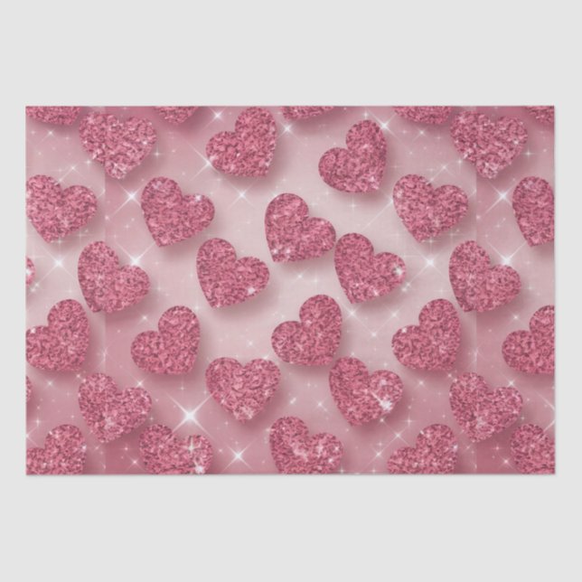 Papier Mousseline Parties scintillant rose Coeurs brillant Romantiqu (Recto)