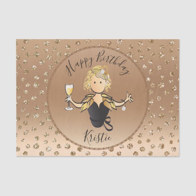 Papier Mousseline Parties scintillant Rose Gold Anniversaire ou part (Recto)