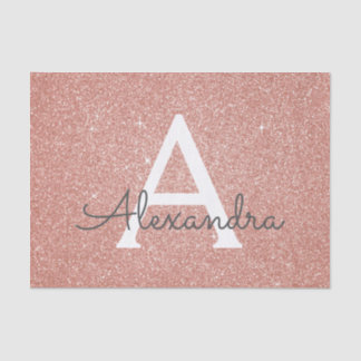 Papier Mousseline Parties scintillant rose Rose or et Monogramme éti