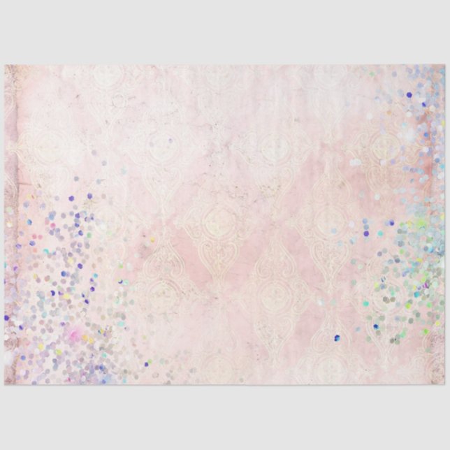 Papier Mousseline Parties scintillant rose violet bleu Antique Décou (Recto)