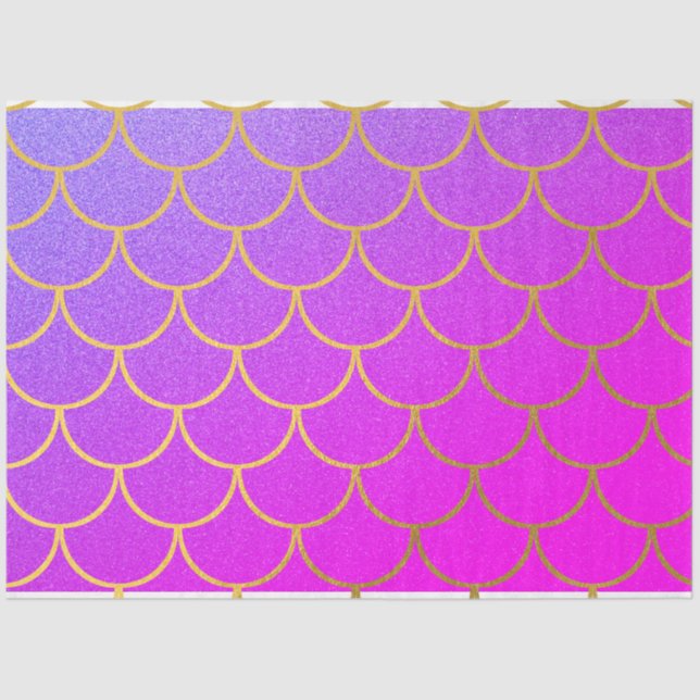 Papier Mousseline Parties scintillant rose violet de sirène or (Recto)