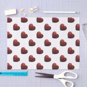 Papier Mousseline Parties scintillant rouge flamme motif de coeur