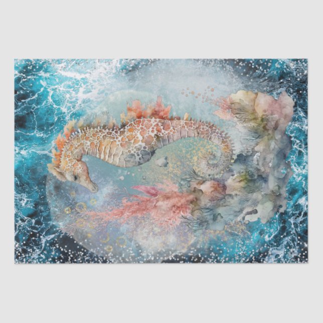 Papier Mousseline Parties scintillant Sea Horse (Recto)