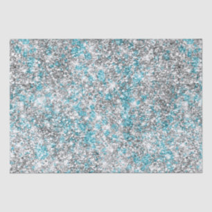 Papier Mousseline Parties scintillant Silver Aqua Glam