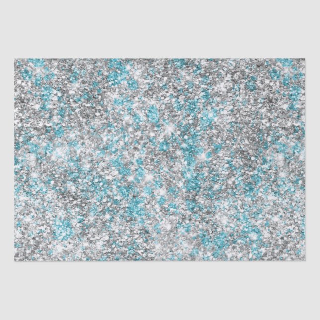 Papier Mousseline Parties scintillant Silver Aqua Glam (Recto)