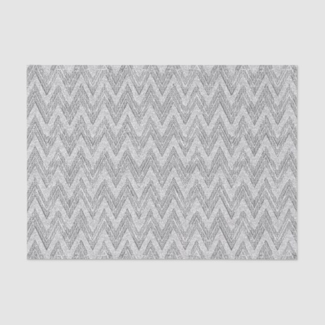 Papier Mousseline Parties scintillant SilverFaux Motif Zigzag Chevro (Recto)