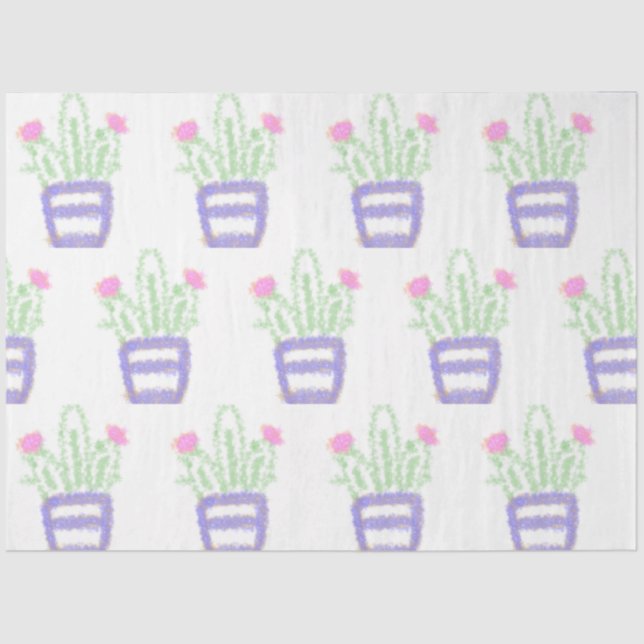 Papier Mousseline Parties scintillant simple violet vert cactus scin (Recto)