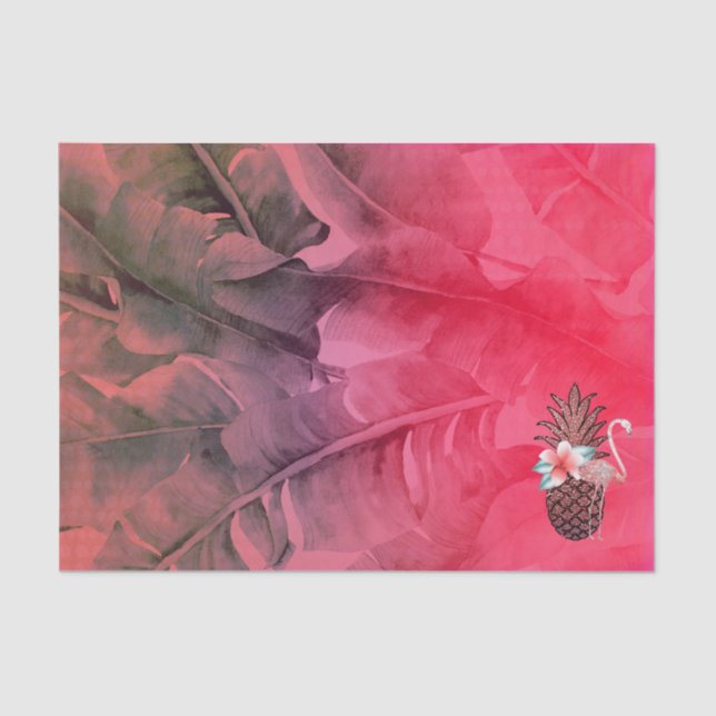 Papier Mousseline Parties scintillant tropicale rose Ananas Luau (Recto)