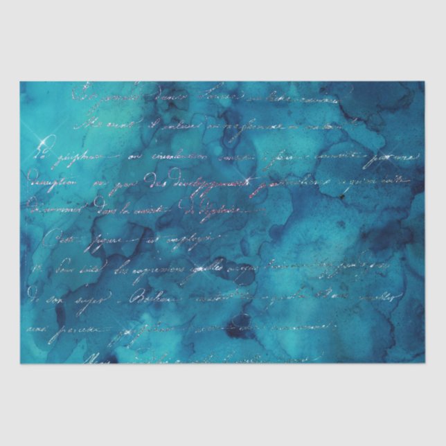 Papier Mousseline Parties scintillant turquoise et Iridescente Lettr (Recto)