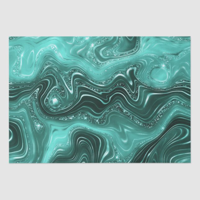 Papier Mousseline Parties scintillant Turquoise et marbre Foil Strat (Recto)