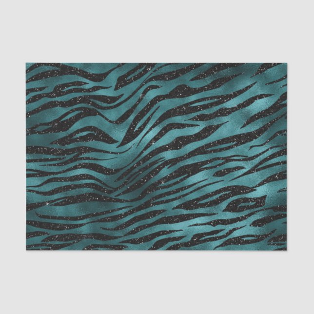 Papier Mousseline Parties scintillant turquoise et noire Ombre Glam  (Recto)