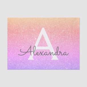 Papier Mousseline Parties scintillant violette rose et monogramme ét