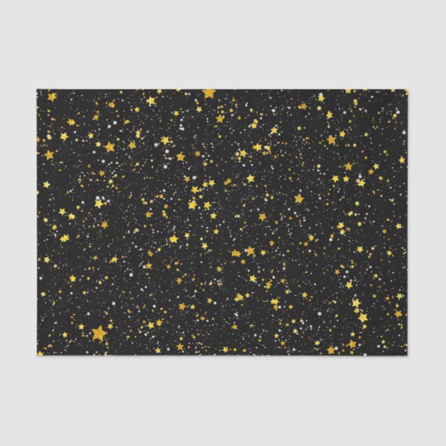 Papier Mousseline Parties scintillantes Stars3 - Noir d'or (Recto)