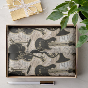 Papier Mousseline Partition et instruments Black/Gold ID481