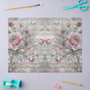 Papier Mousseline Partition florale vintage victorienne