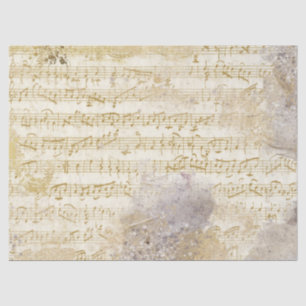 Papier Mousseline Partition Gold et Silver Découpage Vintage