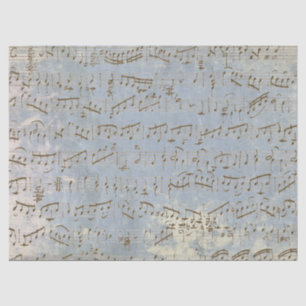 Papier Mousseline Partition vintage Vieux Bleu Découpage Chanson