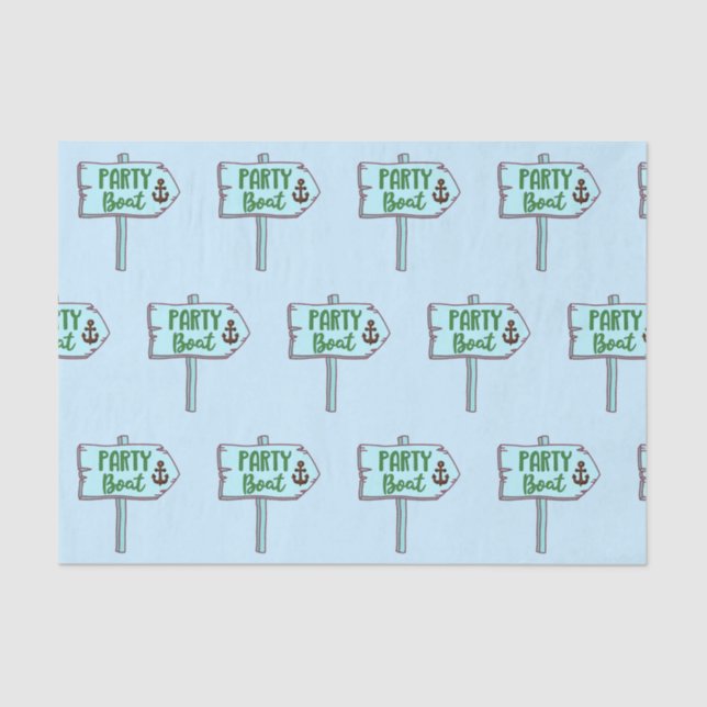 Papier Mousseline Party Boat with Anchor Nautical Theme (Recto)