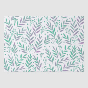 Papier Mousseline Pastel aquarelle branches pourpre et vert