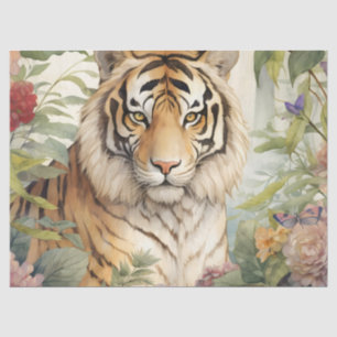 Papier Mousseline Pastel Aquarelle Florale Tigre Découpage