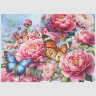 Papier Mousseline Pastel Aquarelle Florales & Papillons Découpage