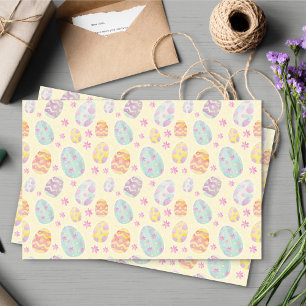 Papier Mousseline Pastel Aquarelle Peint Oeuf de Pâques Motif