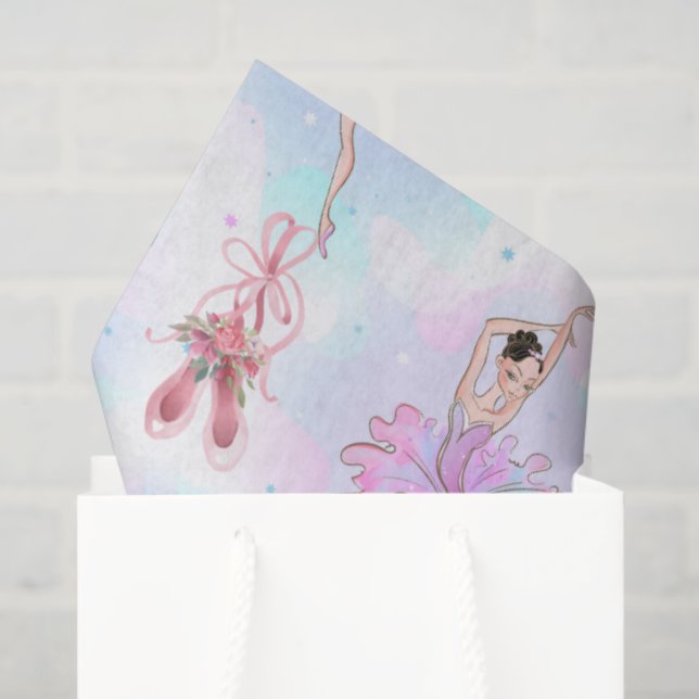 Papier Mousseline Pastel Ballet Dancers  (Sac cadeau)