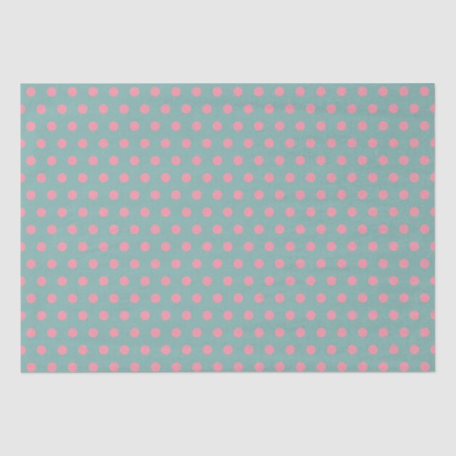 Papier Mousseline Pastel Bleu Sarcelle Rose Points  (Recto)