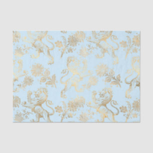 Papier Mousseline Pastel Blue et Gold Vintage Heraldry