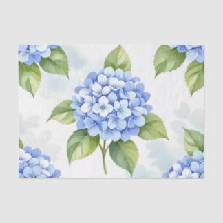 Papier Mousseline Pastel Blue Hydrangea Bouquet Pattern