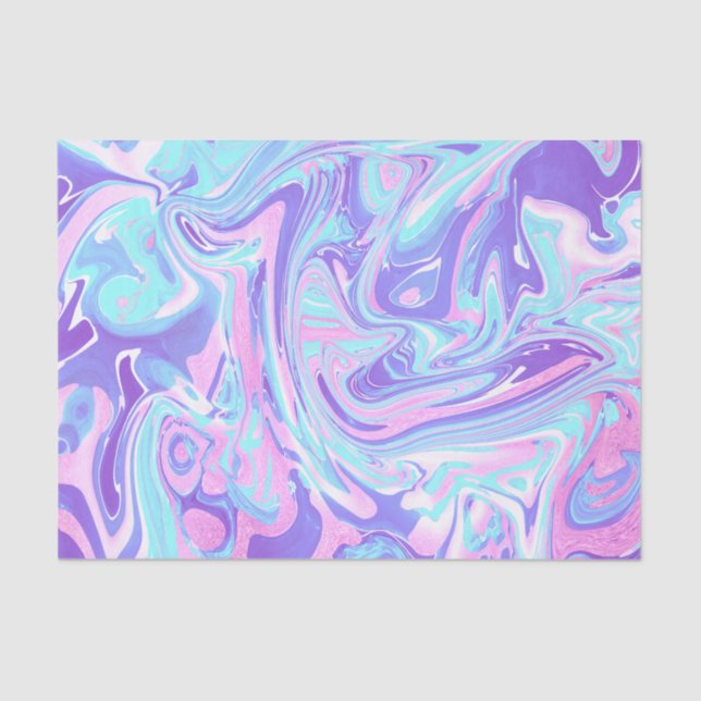 Papier Mousseline Pastel Blue & Purple Marble Texture liquide (Recto)