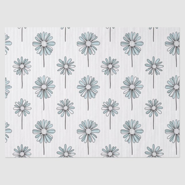Papier Mousseline Pastel Daisy Dessin au Trait Rayure (Recto)