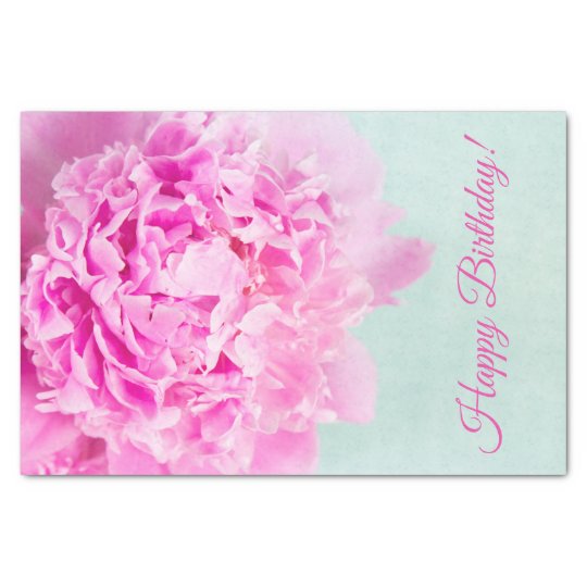 Papier Mousseline Pastel De Pivoine De Rose De Joyeux Anniversaire Zazzle Fr