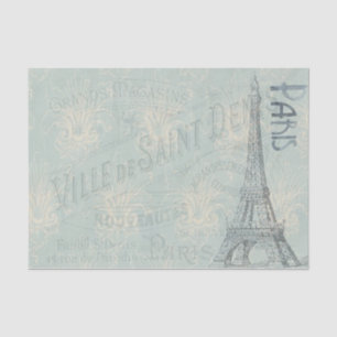 Papier Mousseline Pastel Eiffel Tower Paris et Script