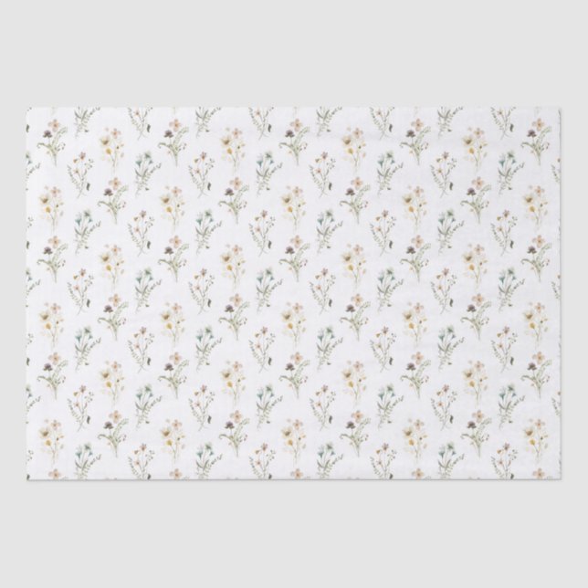Papier Mousseline Pastel Floral Papier Tissu (Recto)