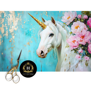 Papier Mousseline Pastel Floral Unicorn Découpage