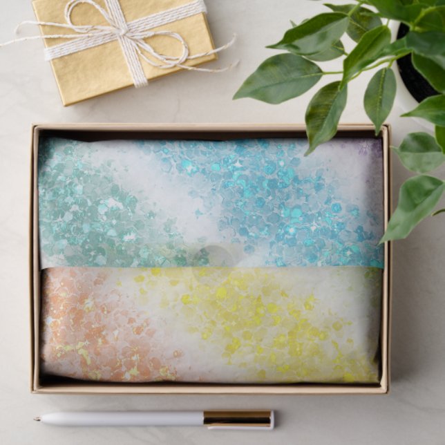 Papier Mousseline Pastel Glitter Rainbow (Cadeau)