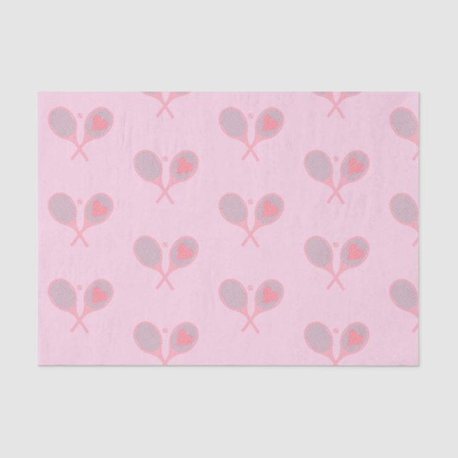 Papier Mousseline Pastel Heart Tennis Lecteur Racquettes Ball Design (Recto)