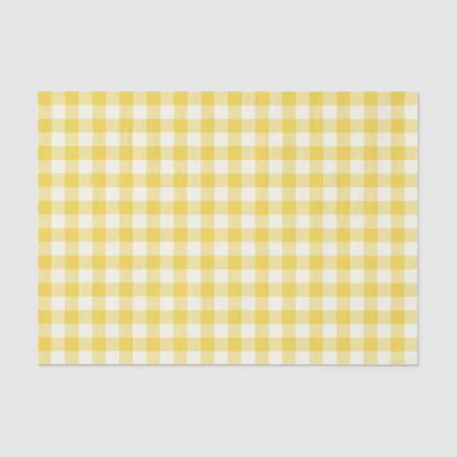 Papier Mousseline Pastel Jaune En vichy Buffalo Check Plaid Motif  (Recto)