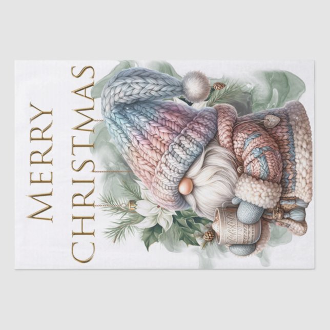 Papier Mousseline Pastel Knitted Christmas Gnome (Recto)