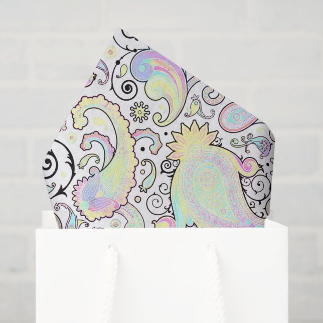 Papier Mousseline Pastel paisley (Sac cadeau)