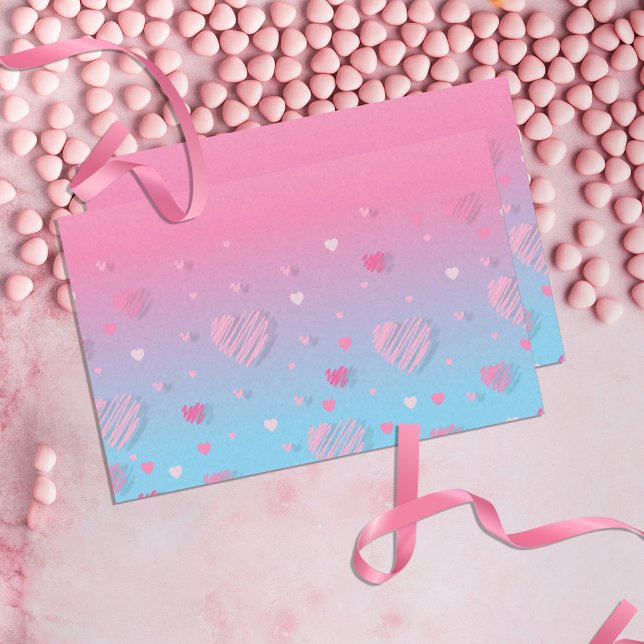 Papier Mousseline Pastel Pink Scribble Hearts Saint Valentin découpa (Créateur téléchargé)