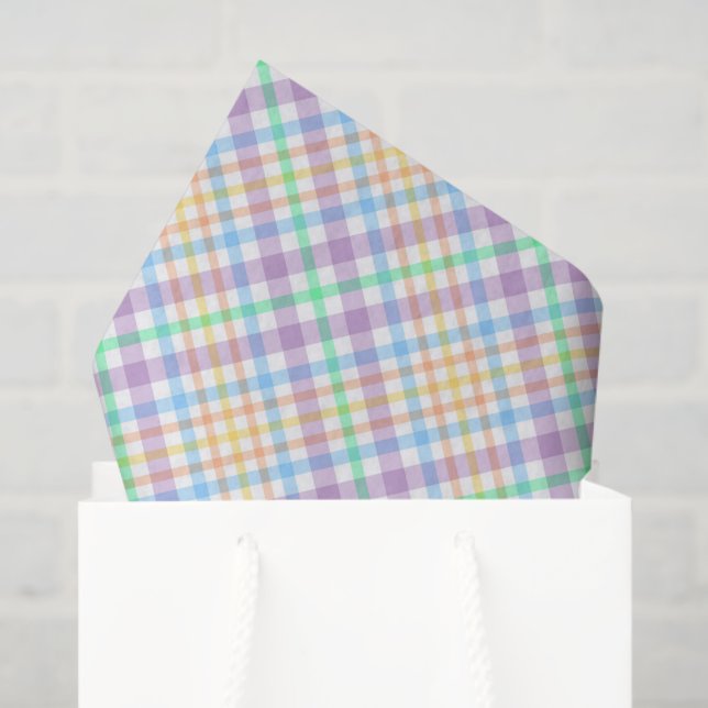 Papier Mousseline Pastel Plaid  (Sac cadeau)