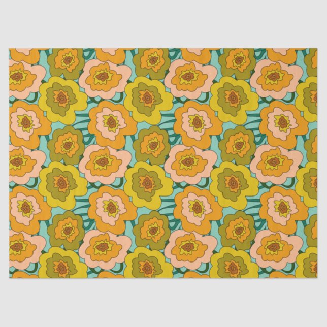 Papier Mousseline Pastel Poppies Tissue Wrapping Paper (Recto)