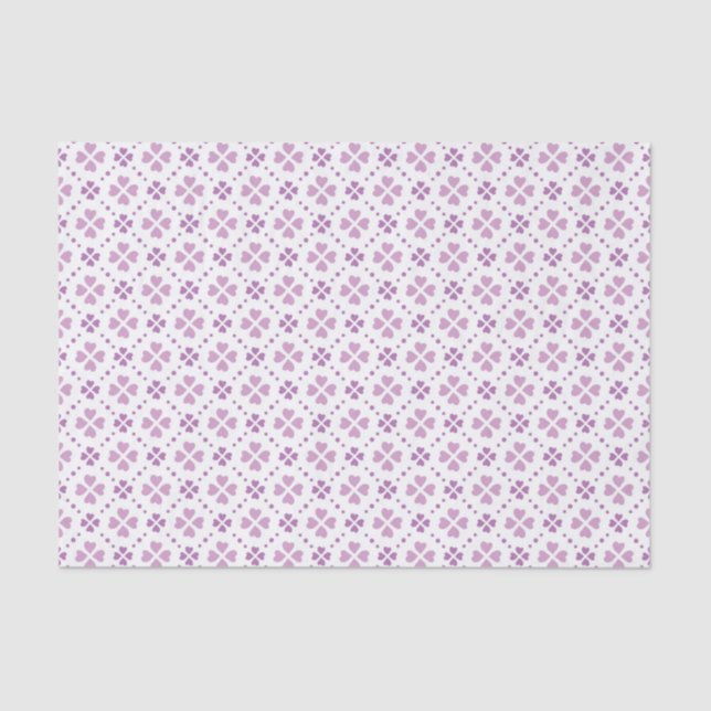 Papier Mousseline Pastel Purple Hearts Fleurs Tissu Papier (Recto)