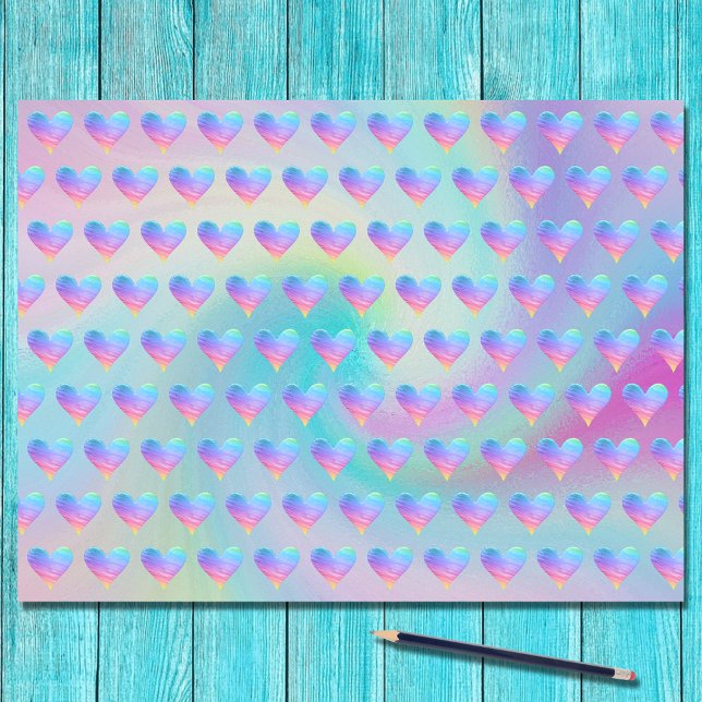 Papier Mousseline Pastel Rainbow Hearts Découpage Motif (Créateur téléchargé)