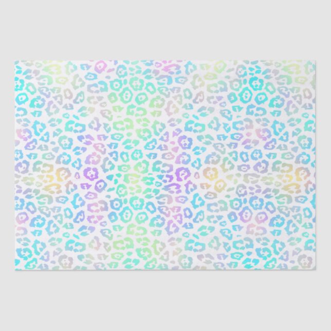 Papier Mousseline Pastel Rainbow Leopard Motif (Recto)